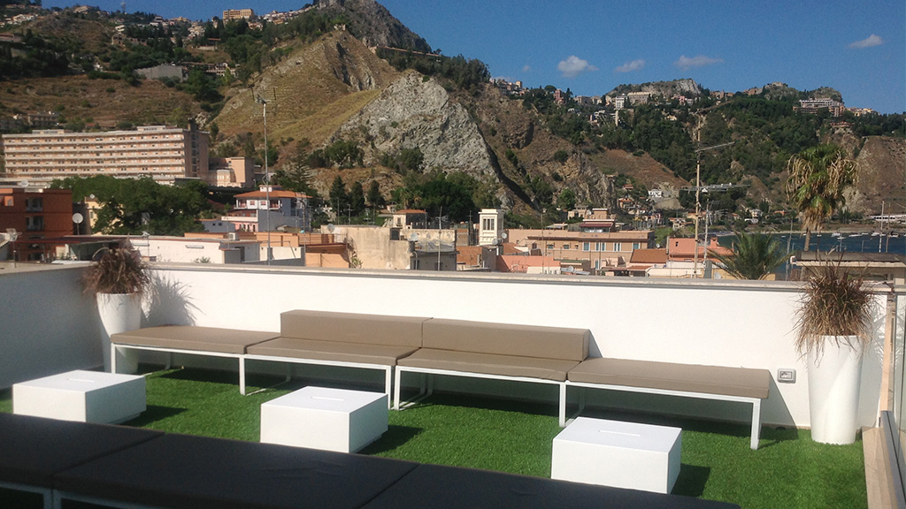 Louge terrace at Giardini Naxos, Taormina