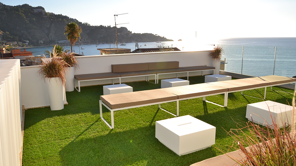 Louge terrace at Giardini Naxos, Taormina